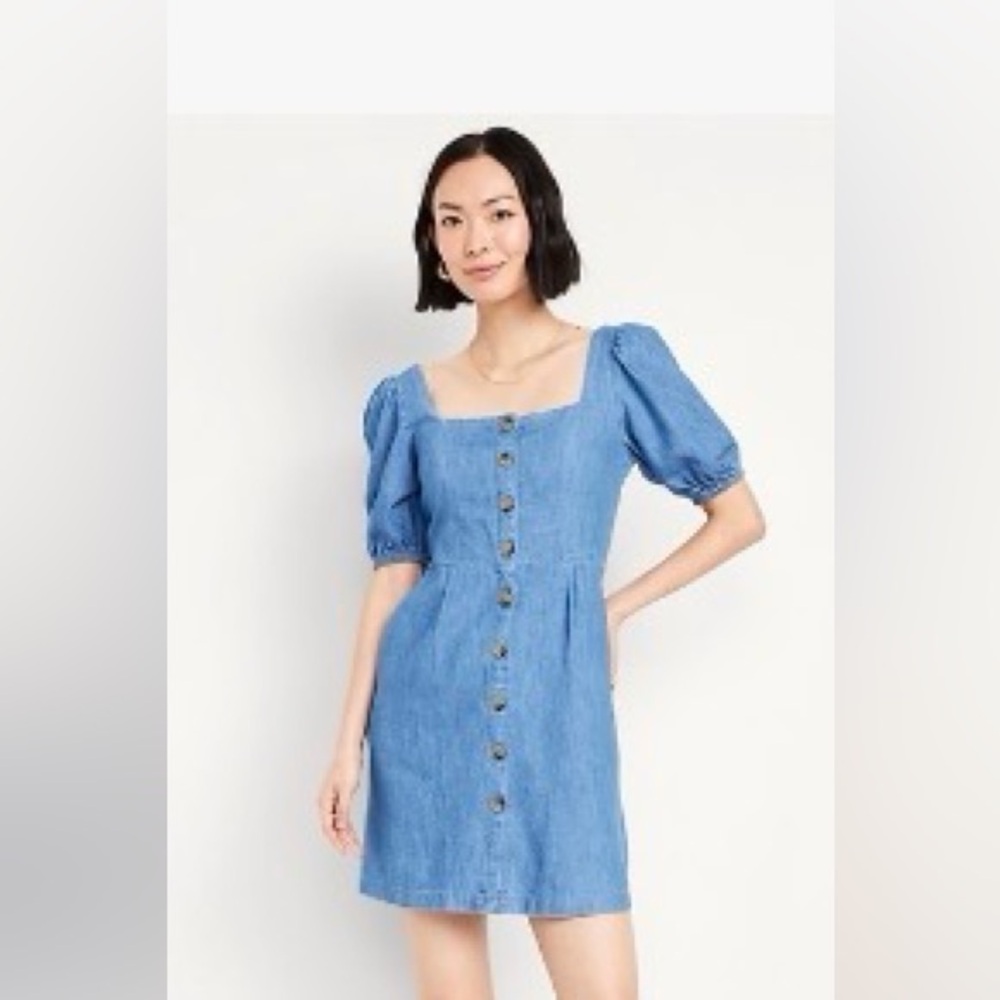Old Navy Denim Blue Button-Front Mini Dress